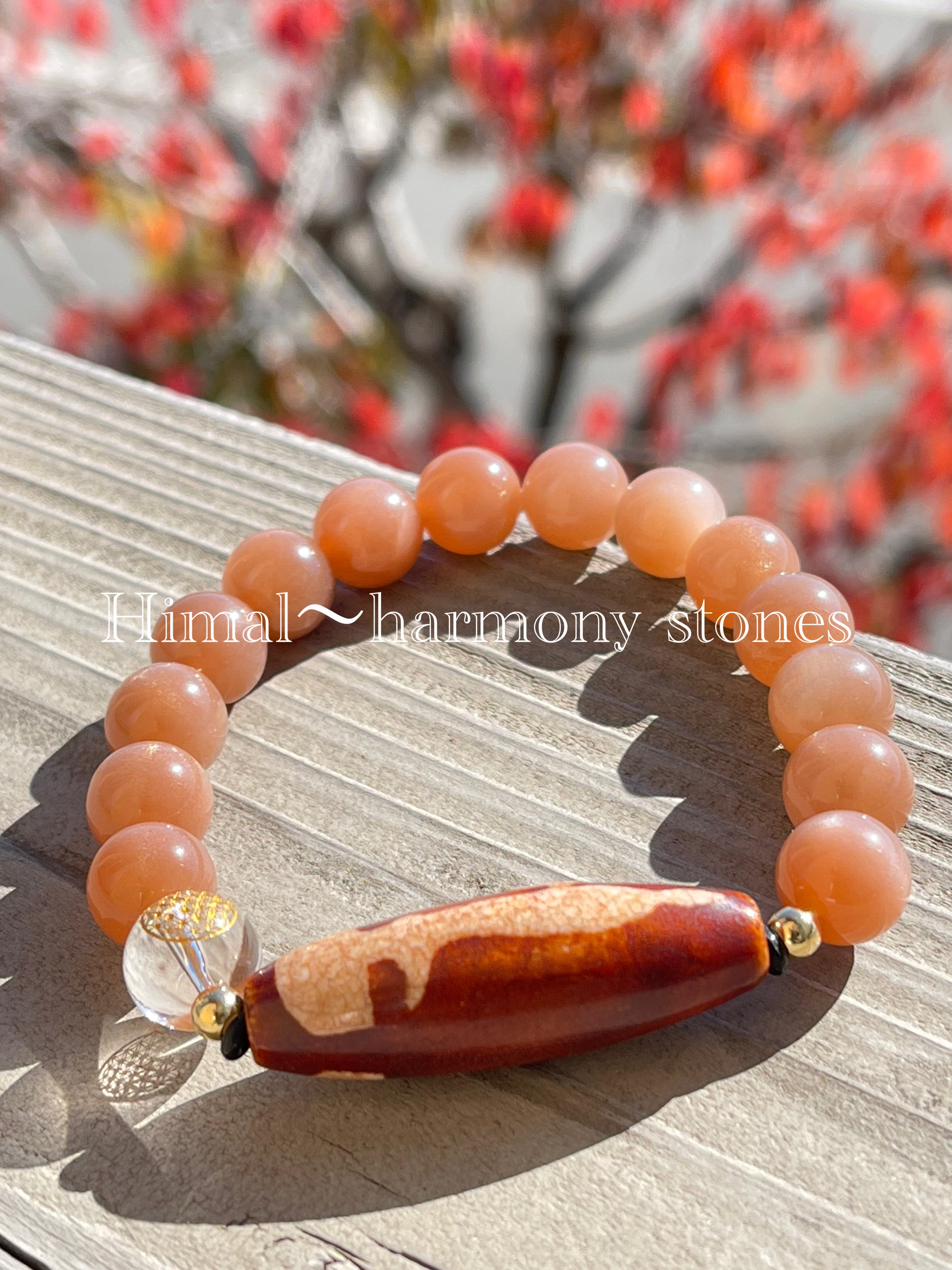 双観音天珠&オレンジサンムーンストーンブレス | Himal〜harmony stones