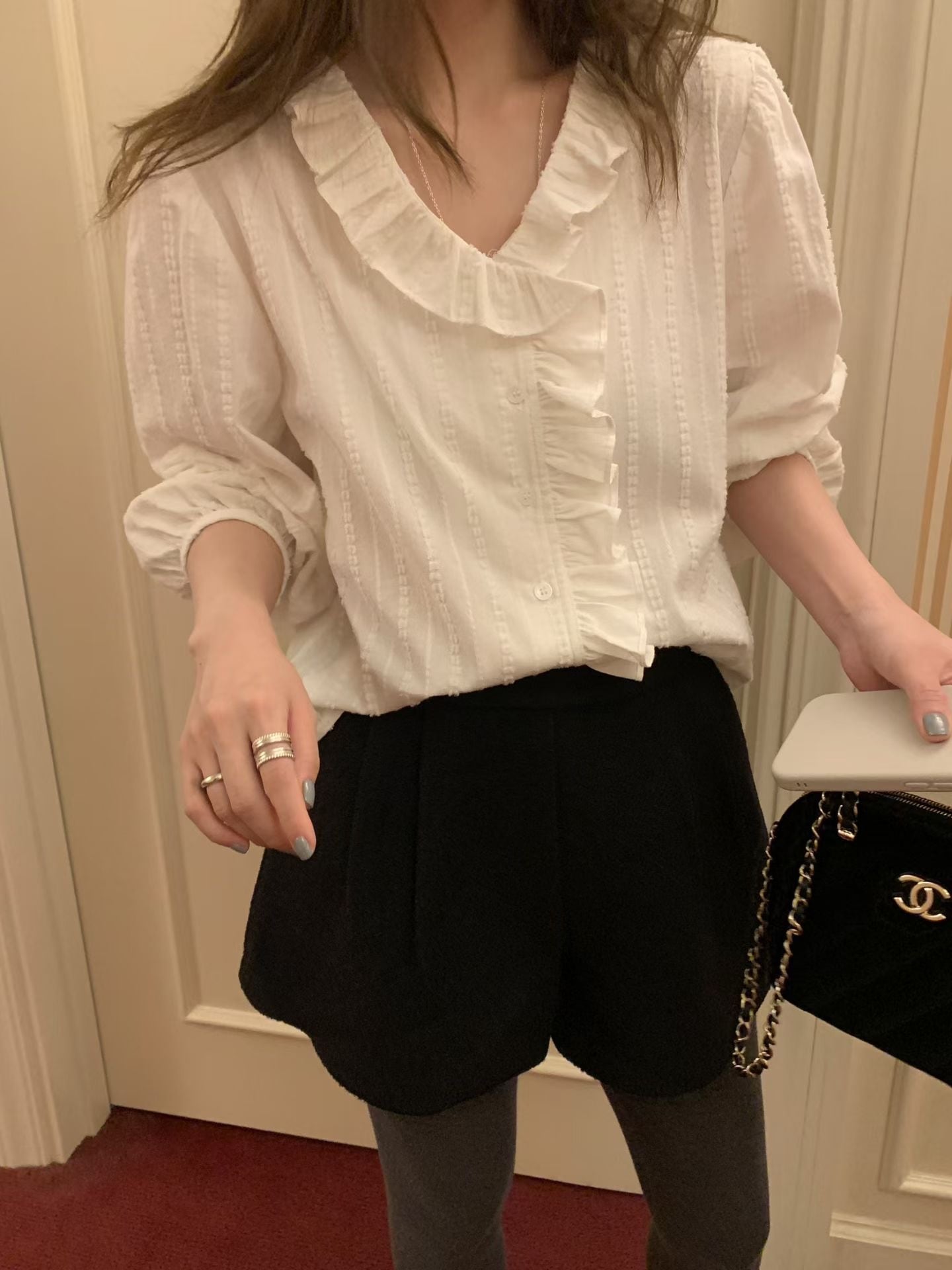 (予約)mellounge / Peach Ruffle Blouse