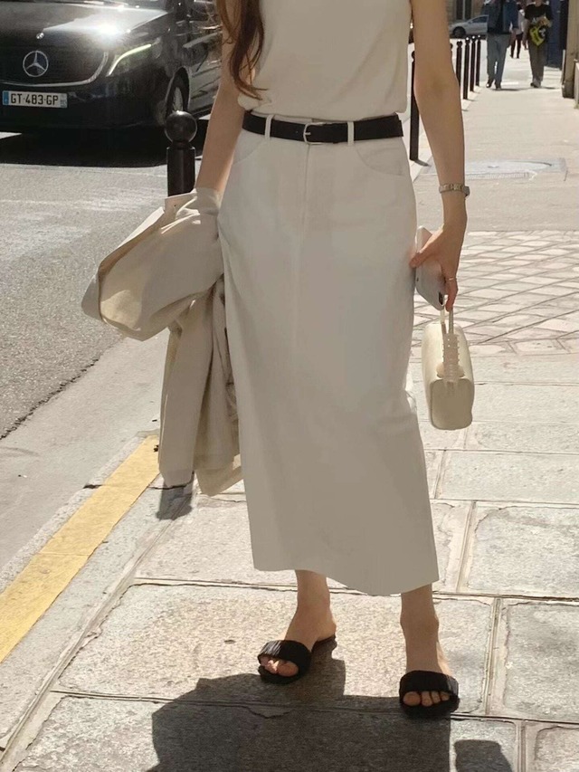 [OUNCE] midi cotton skirt