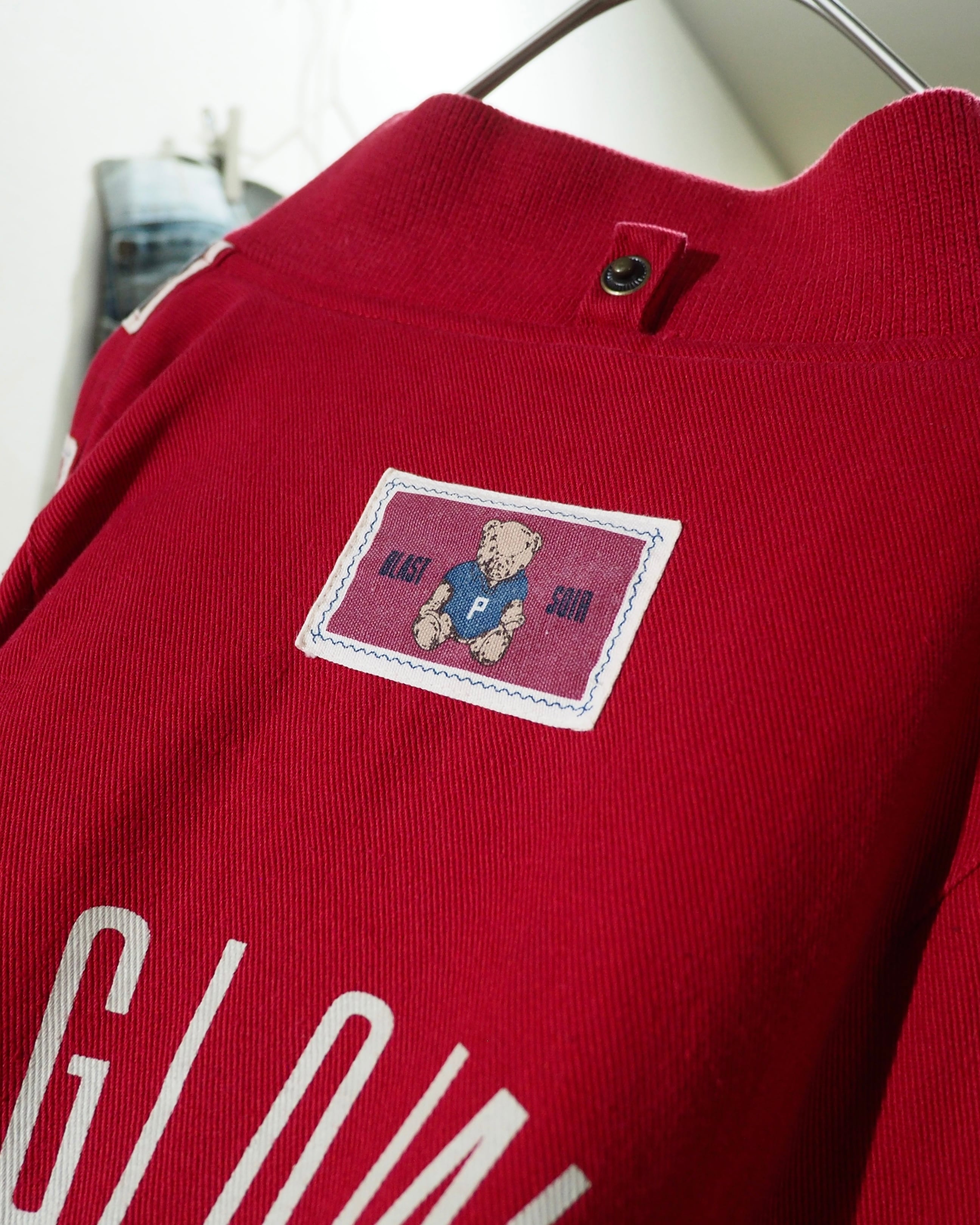 1980 - 90s Cute Teddy Bear × Flower Patchwork Embroidery Vintage Flight Jacket