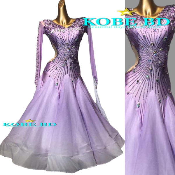 【オーダー 社交ダンスドレス】【 商品番号 2345 - A】(グラデ/パステルパープル紫系) スタンダードドレス