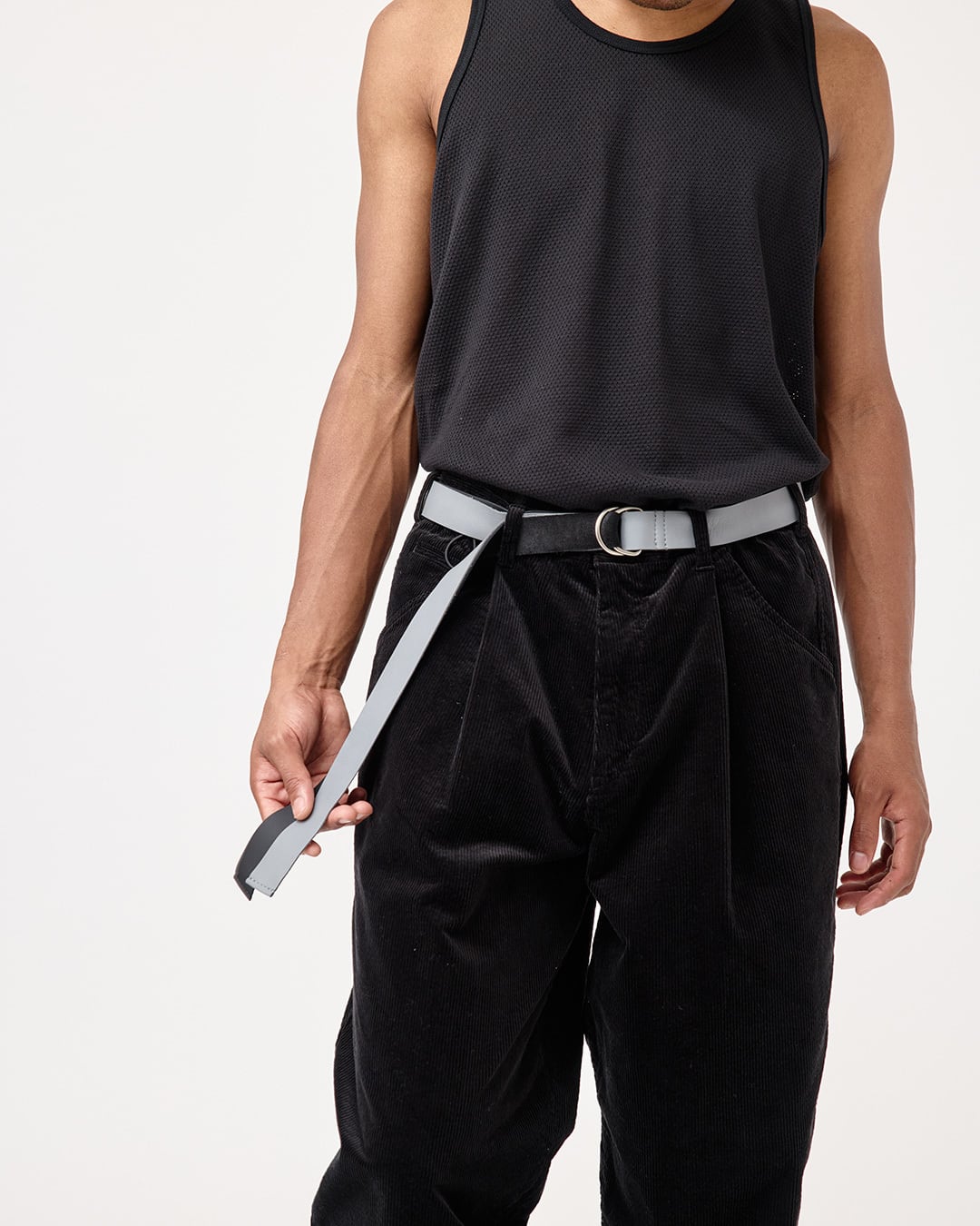 公式通販】RSVE “JR Two-Tone D-Ring Belt Leather” Gray x Black