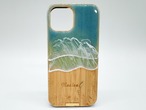Bird song beach/wood×resin earth blue wave case(bamboo)