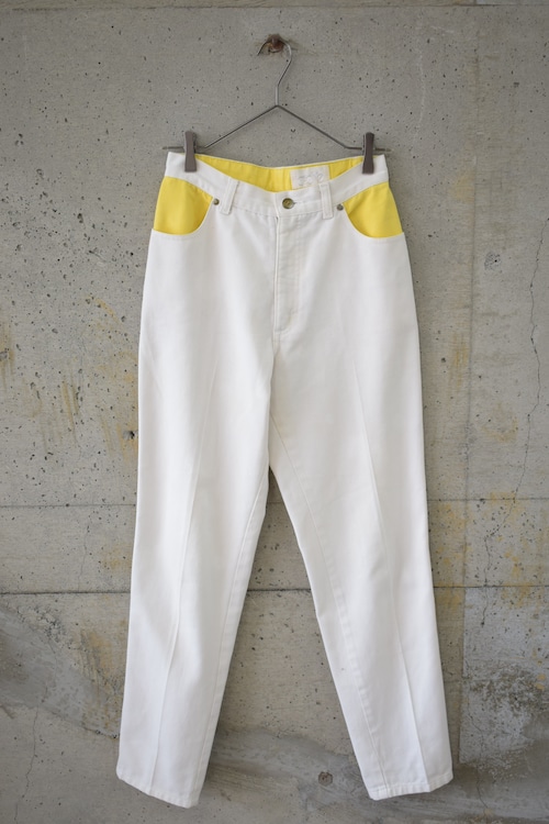 Sun embroidered white denim pants