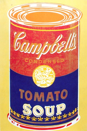 アンディ・ウォーホル「キャンベル・スープ(トマト/レッド&ブルー)1965」展示用フック付大型サイズジークレ ポップアート 絵画