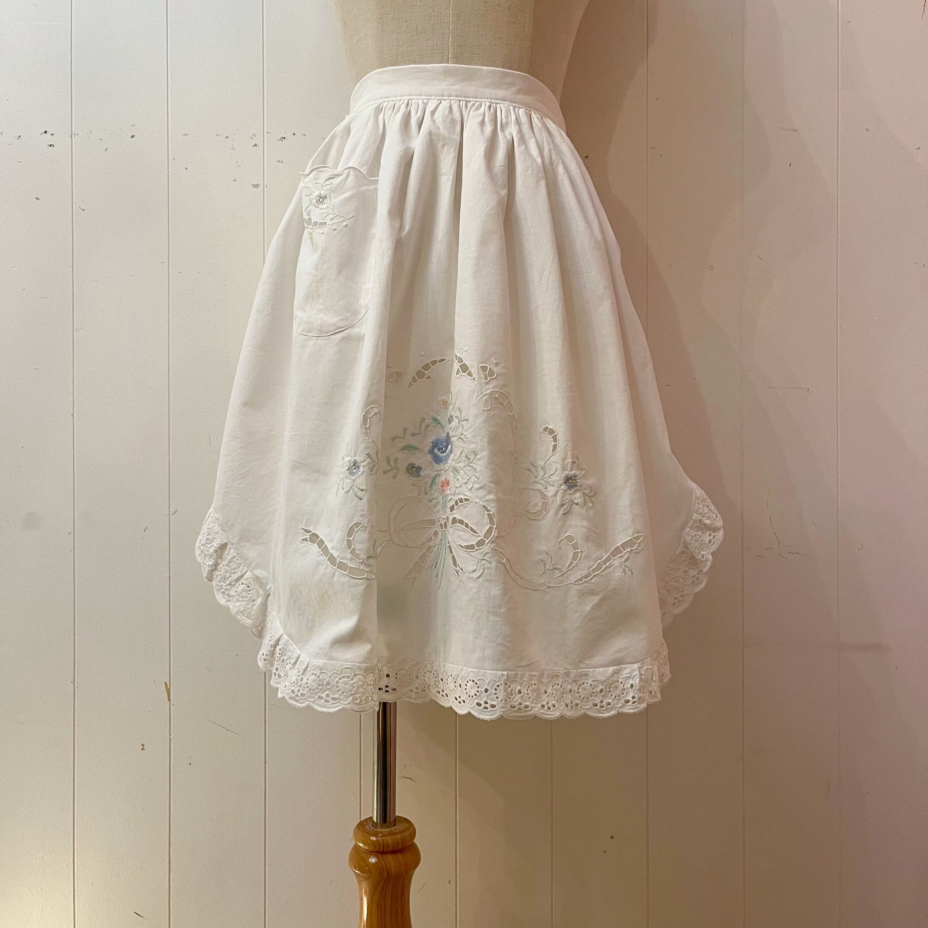 remake : white flower apron mini skirt