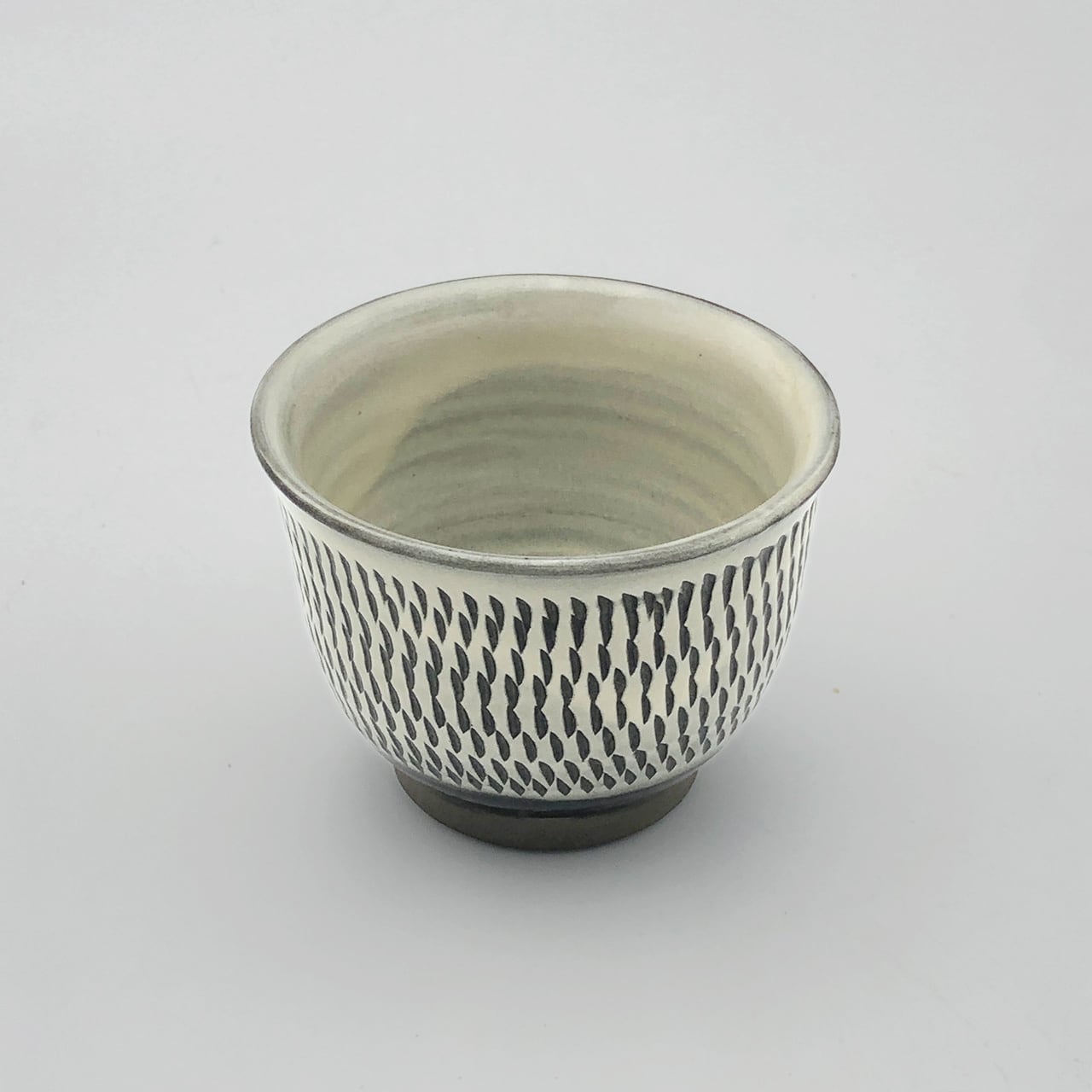 小鹿田焼 小袋窯 煎茶碗 (大) 飛びかんな 白 口径約8.5cm 汲出 陶器 和