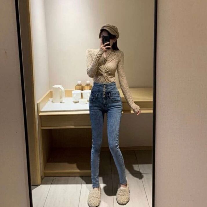 送料無料 9分丈 バックコンシャス美脚デニム♡ スキニー デニムパンツ