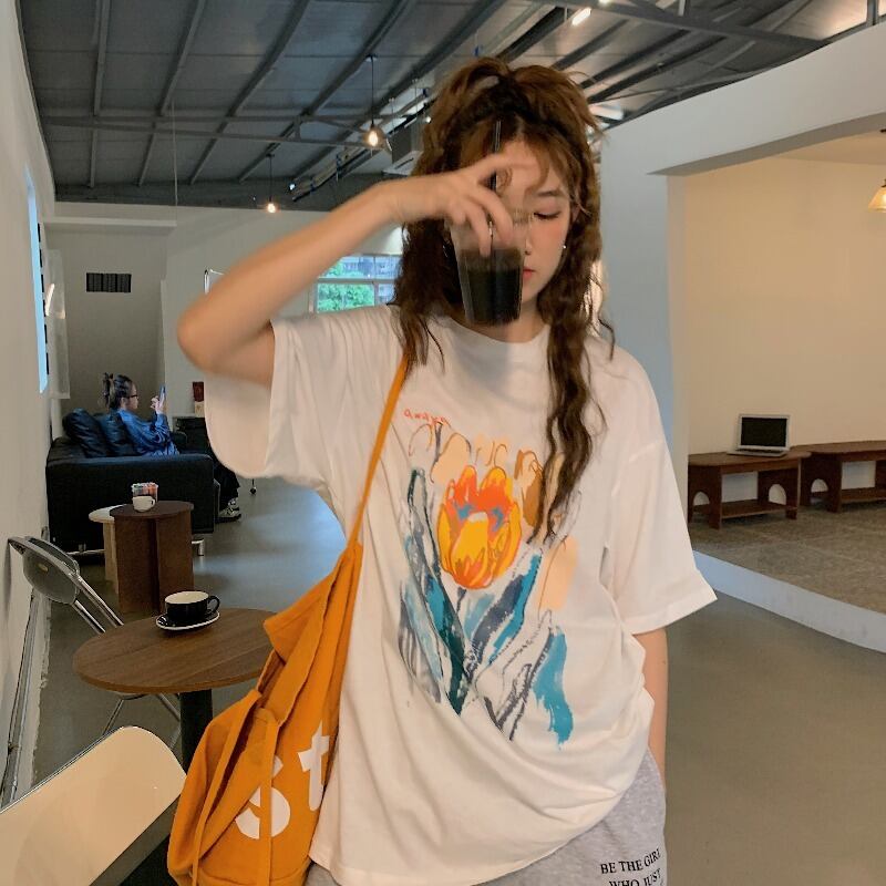 Tシャツ サマースタンダードプリントレッドスタイルトップス レトロ 夏物 YY-ファッション23068481227