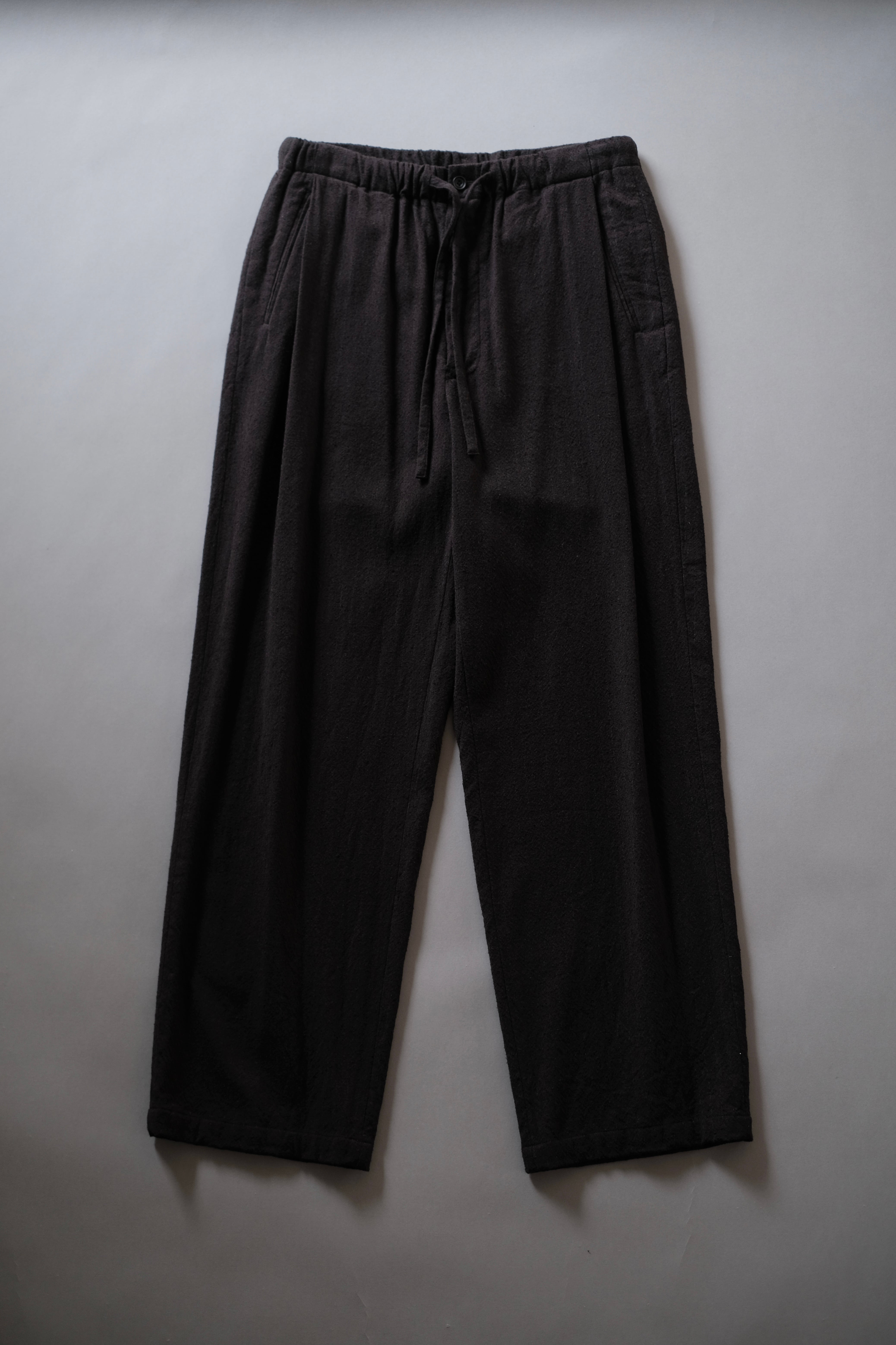 ULTERIOR / WASHED WOOL SILK STRIPE DRAWSTRING PANTS 