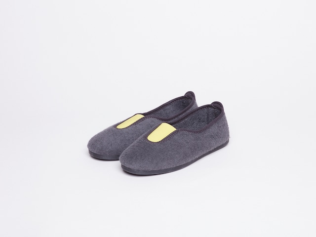 LA CADENA（ラカデナ)　GIMNASIA　SUMMER PILE  (gray×lemon）スリッポン　シューズ  17cm～21cm