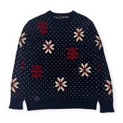 Papas パパス ノルディック柄 ウール ニット セーター/ネイビー メンズ