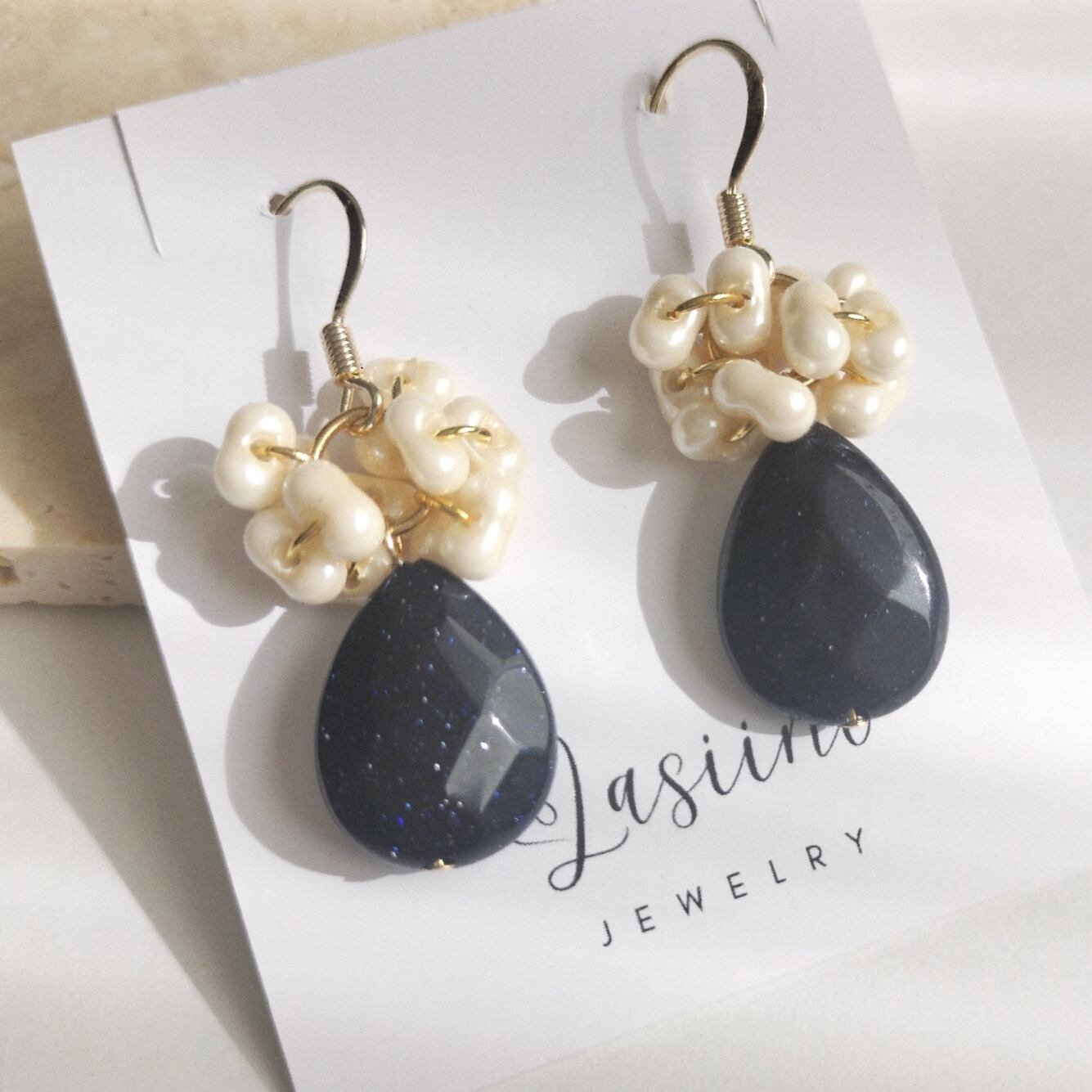 502 ラグーンビーズ＆チェコガラスファルファーレハンドメイドピアス・イヤリング レシピ0736　チェコファルファーレのイヤーアクセサリー3種