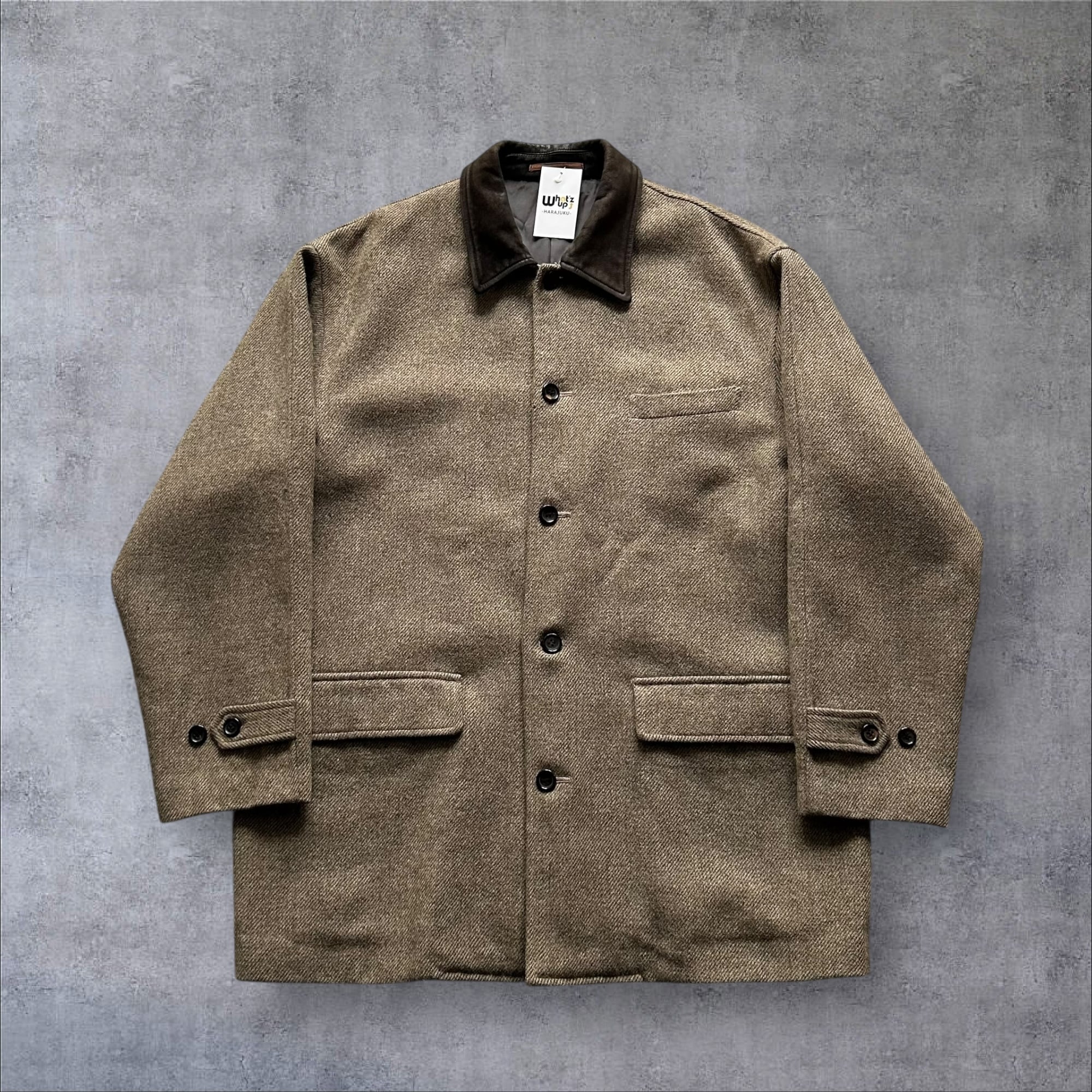 Special!! 1989s COMME des GARCONS HOMME Leather× Wool Half Coat