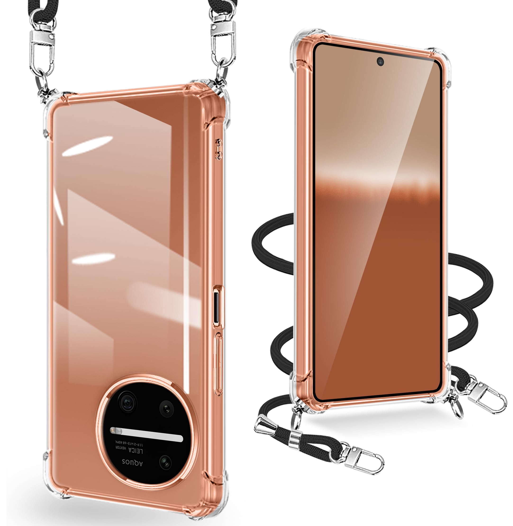 xiusiteli AQUOS R11 用 ケース クリア ショルダー SH-51G/SH-M35 TPU 縄掛け 薄型 軽量