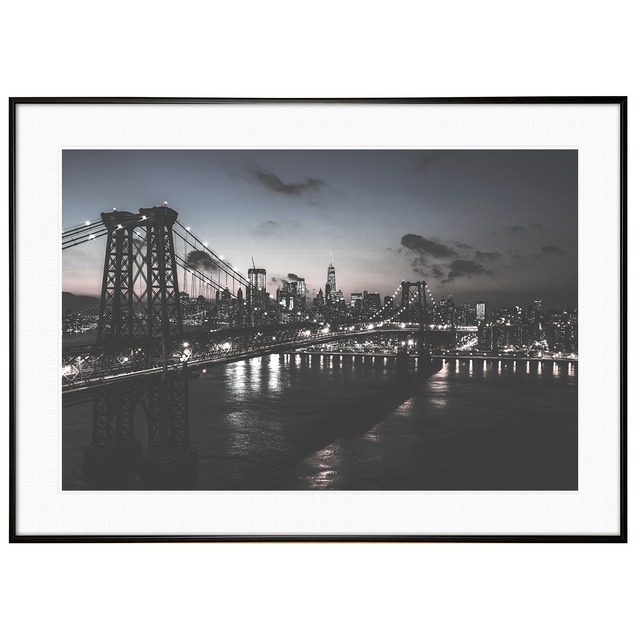 アメリカ写真 ニューヨーク ブルックリンブリッジ インテリアアートポスター額装 AS0894
