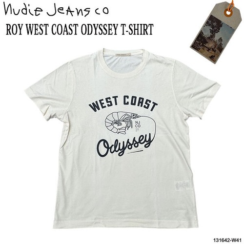 ROY WEST COAST ODYSSE T-SHIRT Mサイズ ダスティホワイト 半袖Tシャツ オーガニックコットン ヌーディージーンズ Nudie Jeans co スウェーデン 正規販売店
