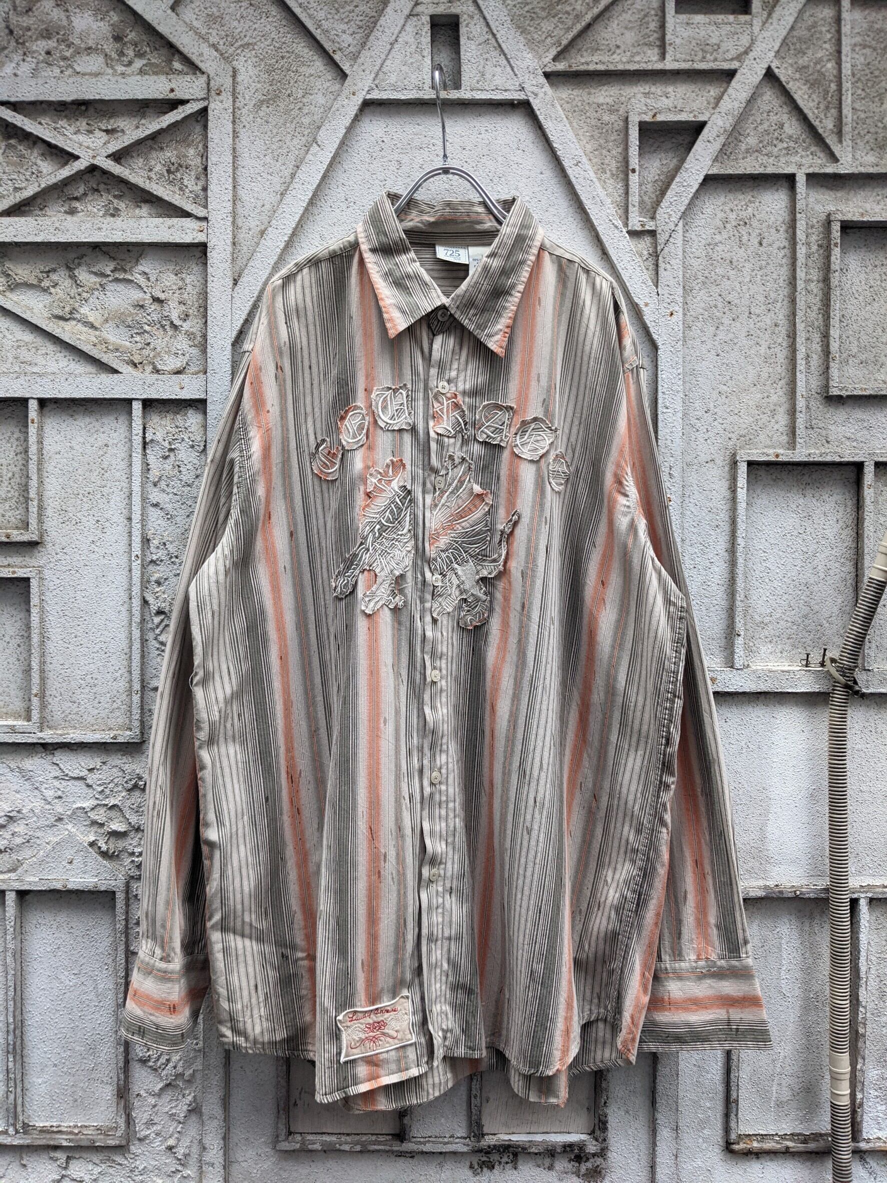 "PATCH" design stripe shirt