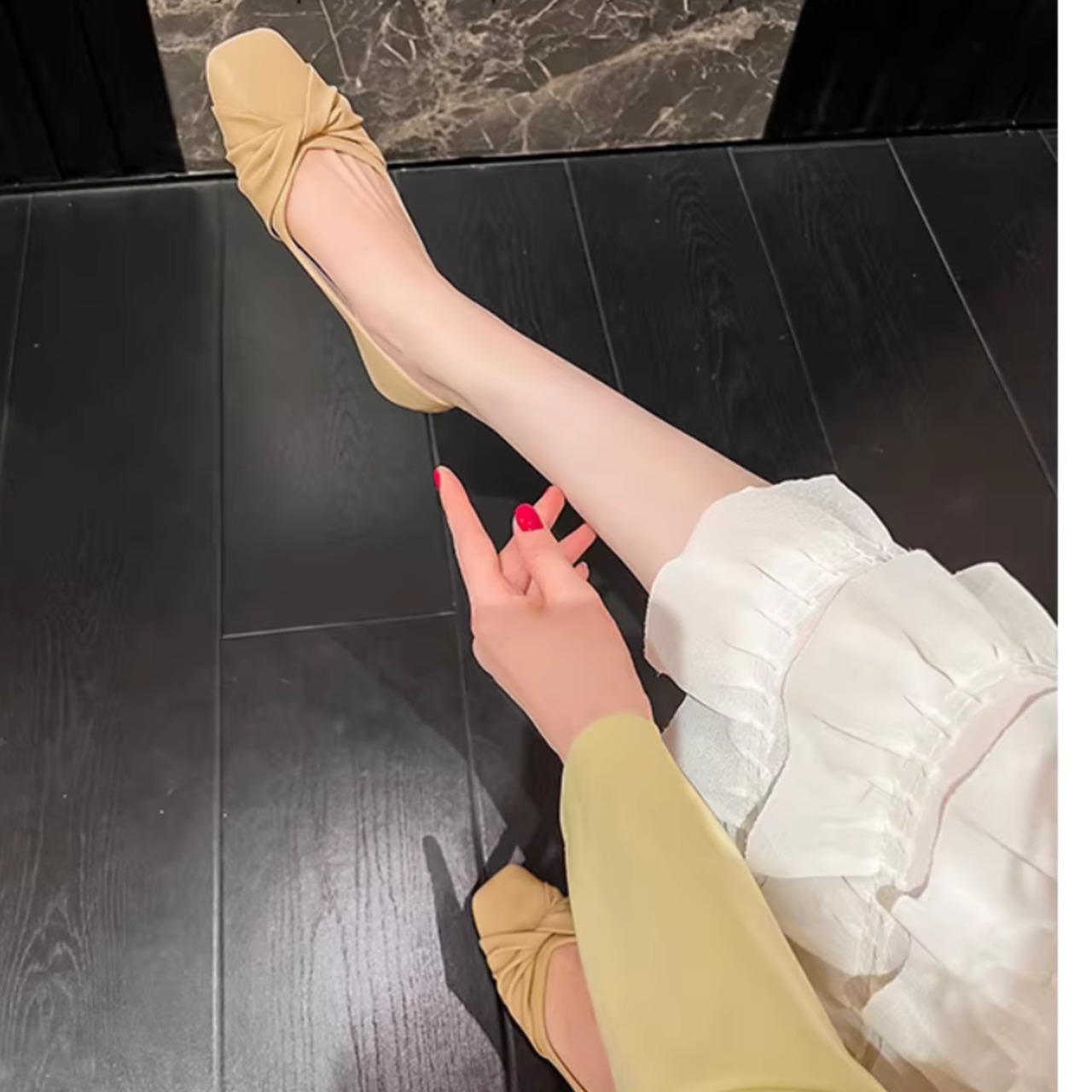 ツイスト スクエアトゥ フラット パンプス 00059・画像8