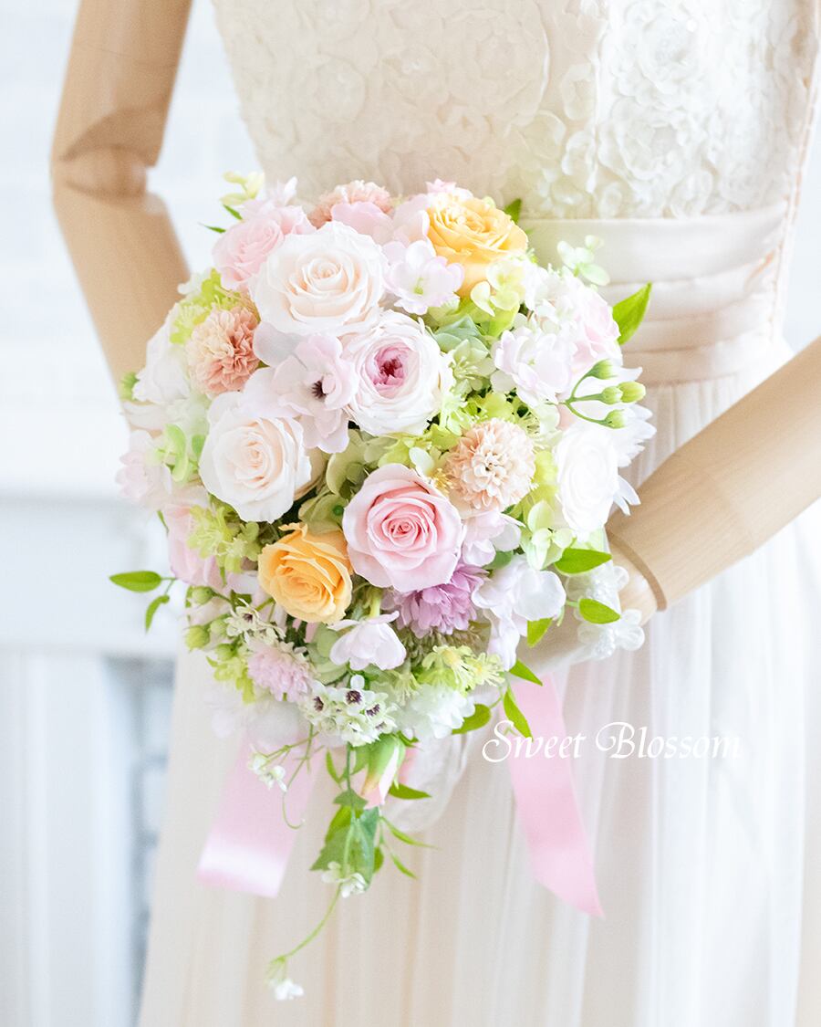 ウェディングブーケ ＊ブートニア＊花冠＊リストレット 4点