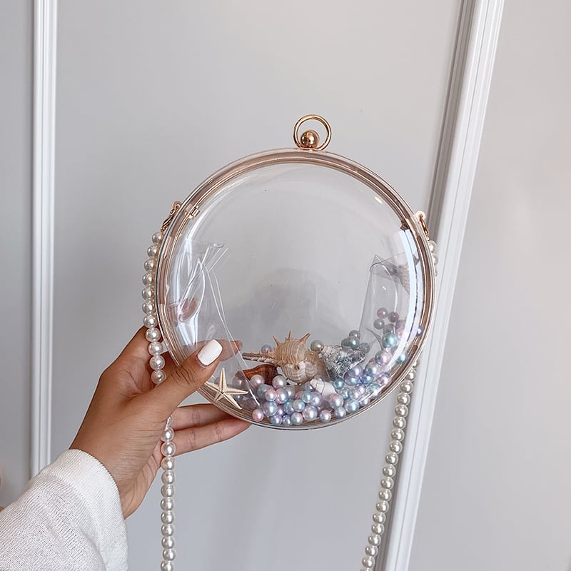 バッグ2020ニューウェーブインワイルドパールショルダーメッセンジャーバッグ夏のファッション透明な小さな丸いバッグ Tiancai_Wing_Bag0179777