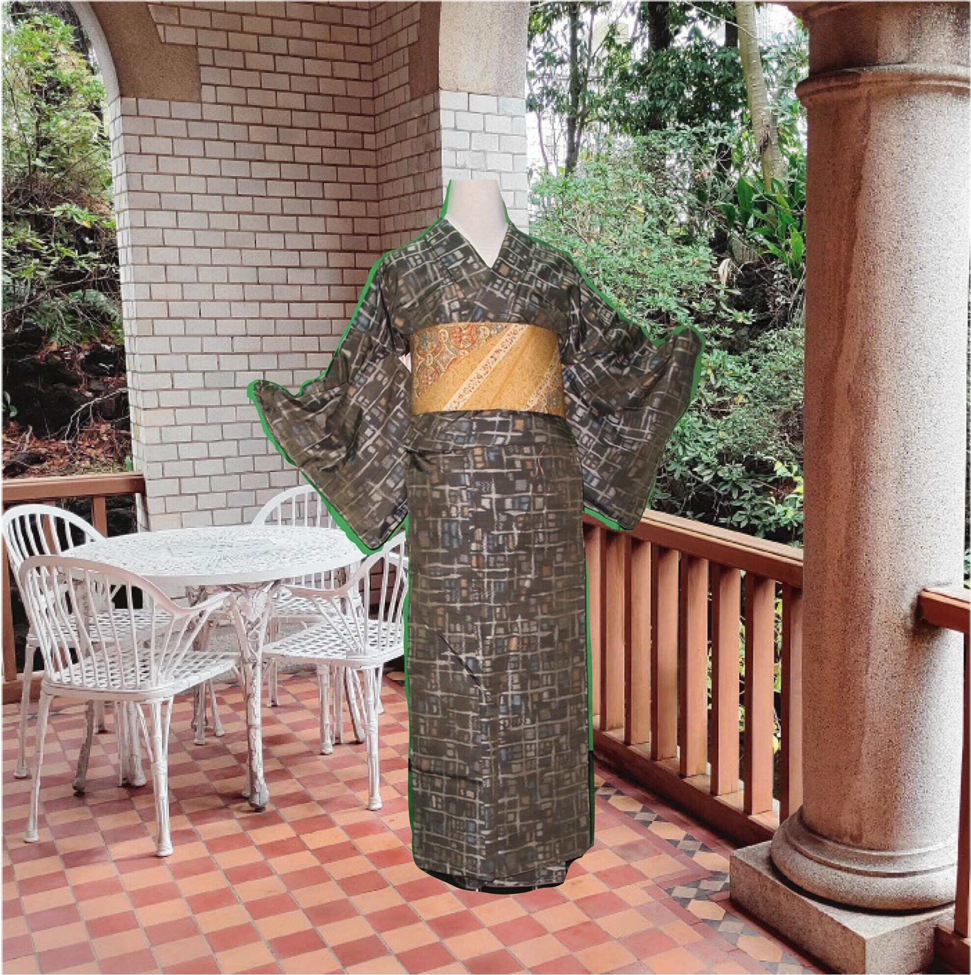 大島紬】大島紬 藍色に赤い花柄模様 | ひふみ屋