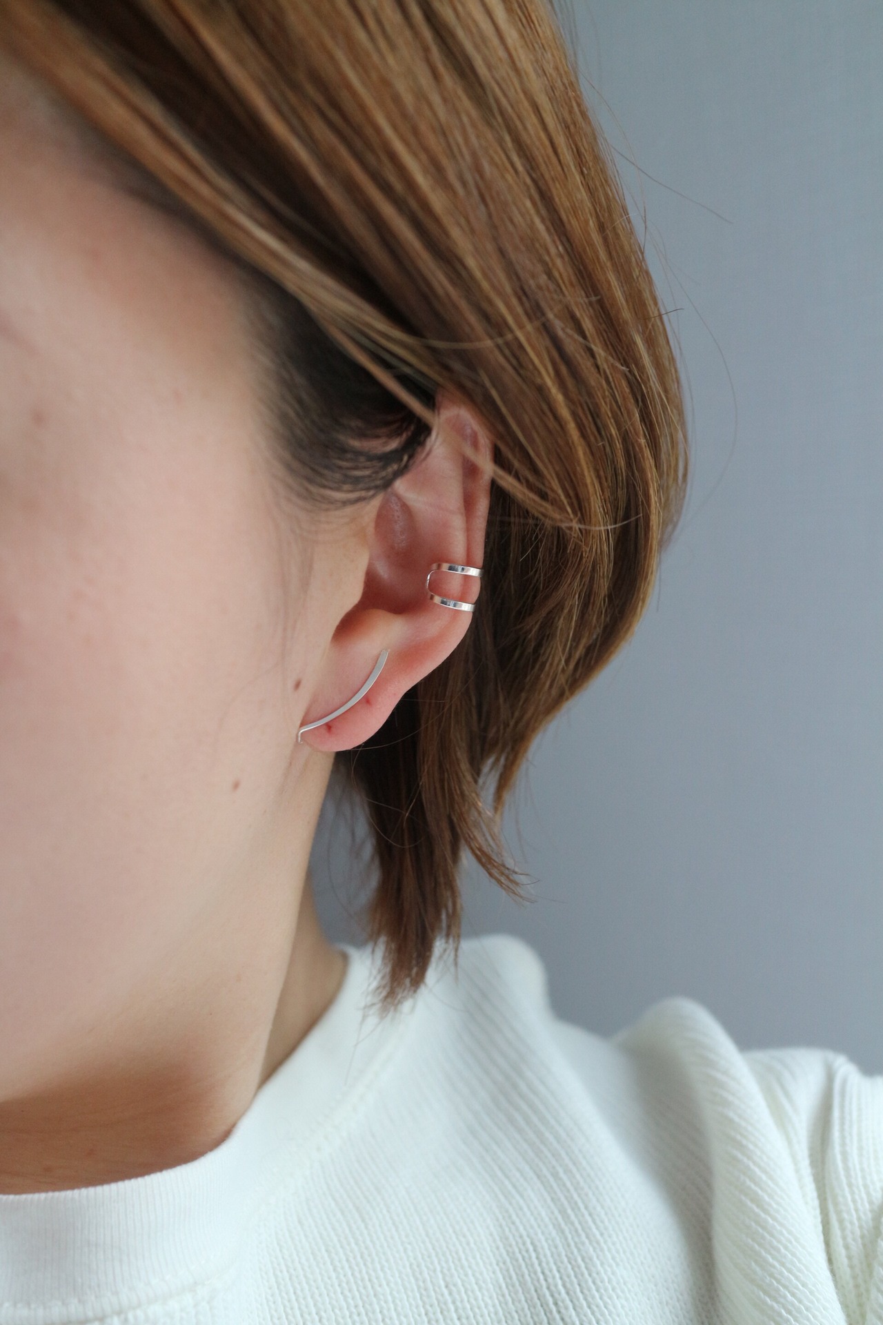 シンプル2連フープイヤーカフ