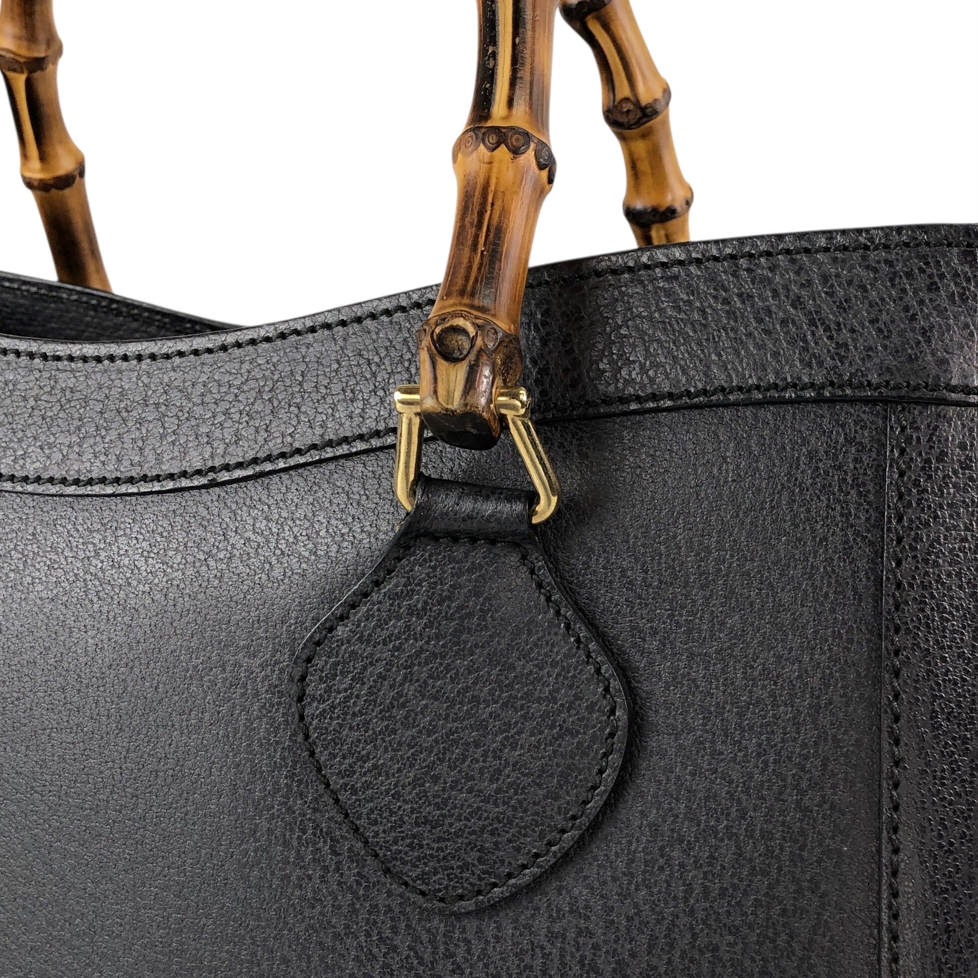 GUCCI グッチ バンブー ハンドバッグ ブラック レザー vintage