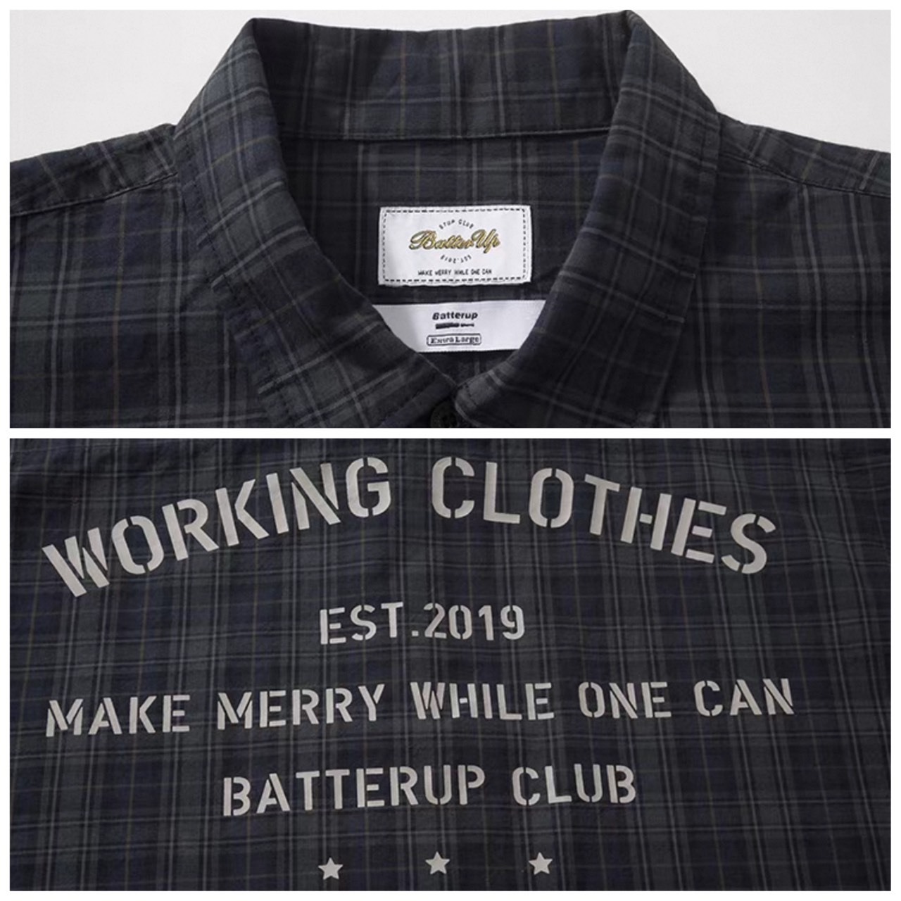 Plaid back print work shirt 1429 - 11