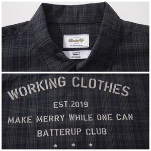 Plaid back print work shirt 1429