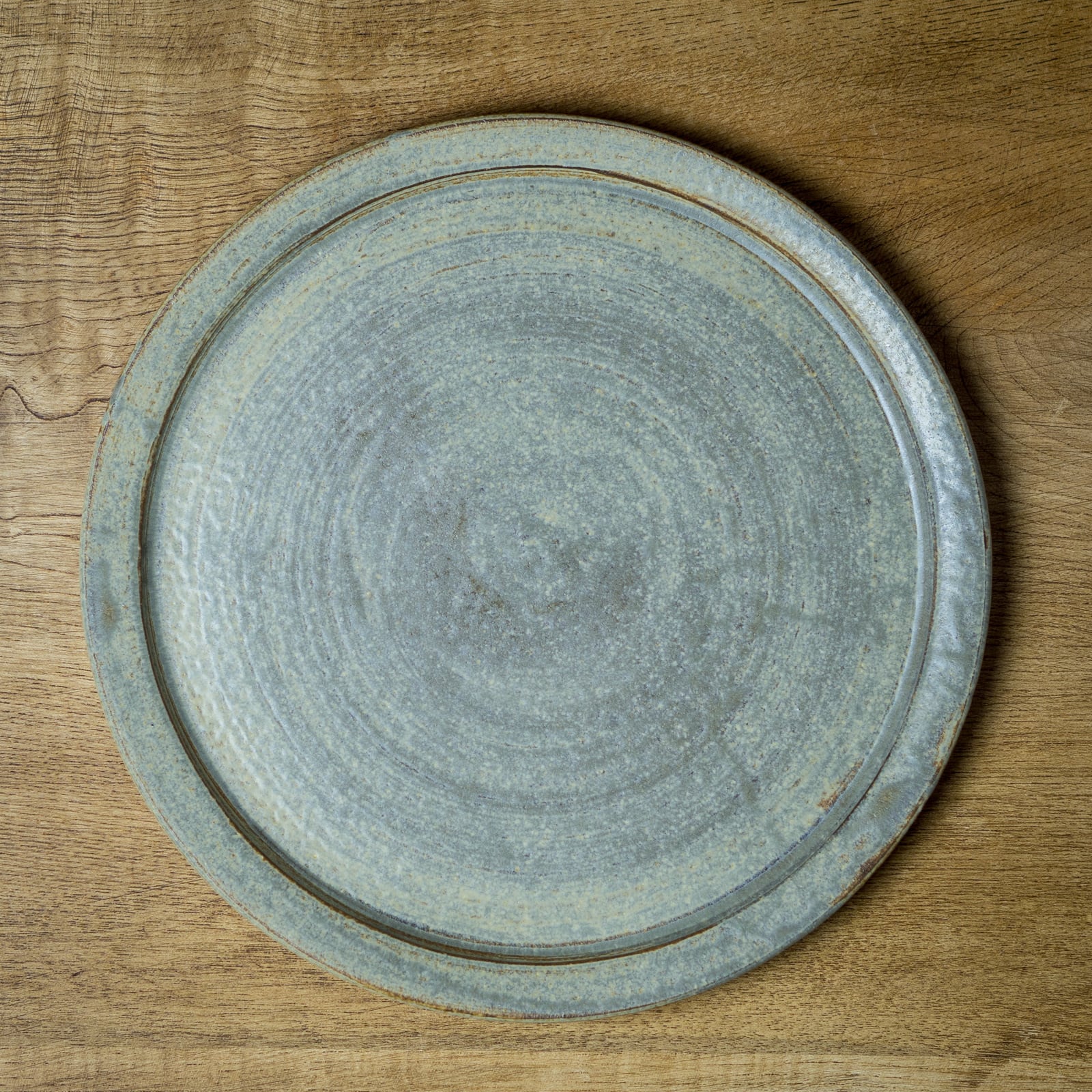 錆浅葱 8寸リムプレート（フラットプレート・大皿・平皿）／吉永哲子