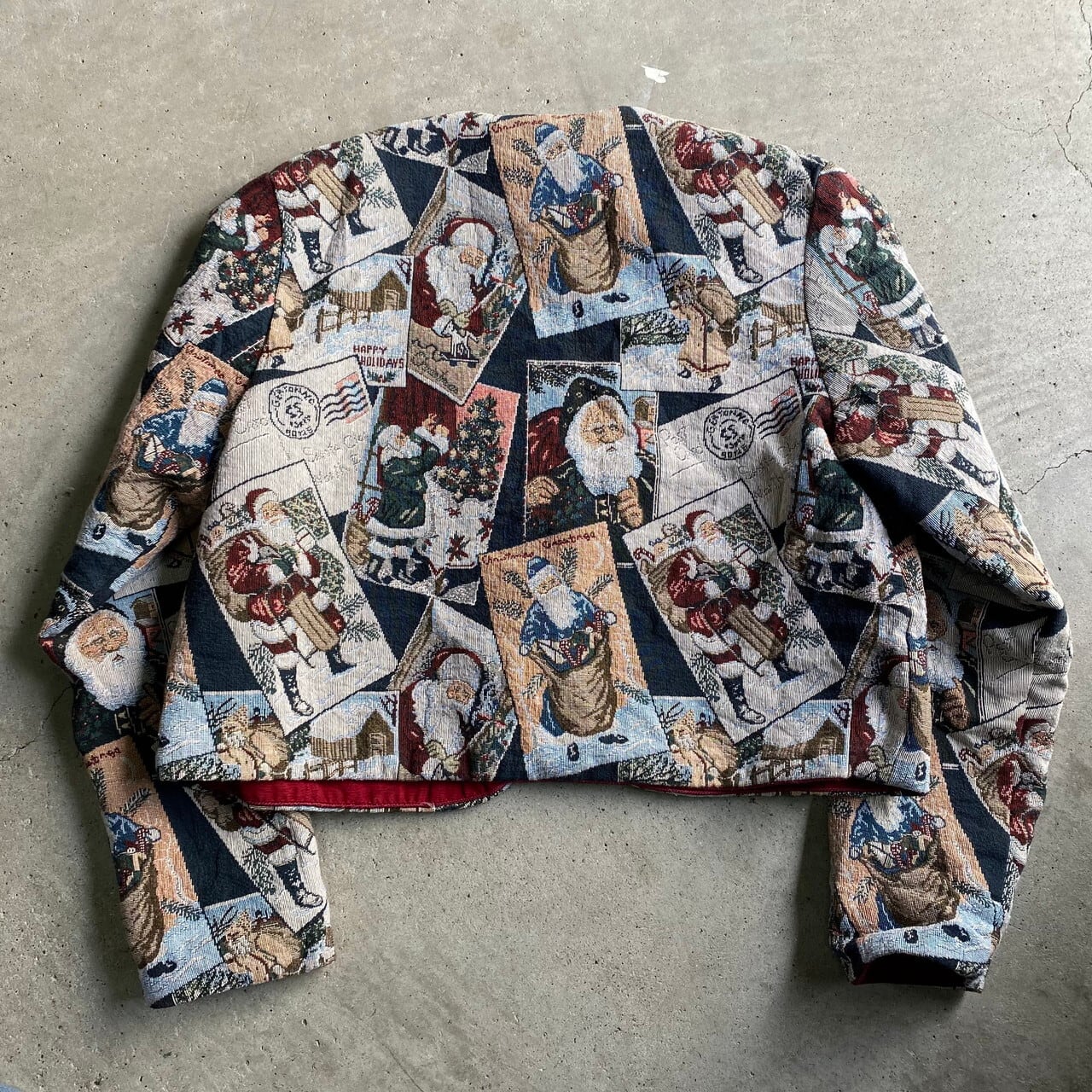 古着屋bomber【圧巻のデザイン】ヴィンテージ ゴブラン織りジャケット ブルゾン サンタクロース