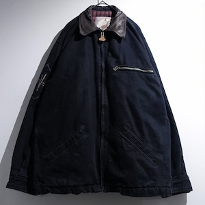 EURO Black Duck Leather Collar Switching Design Jacket