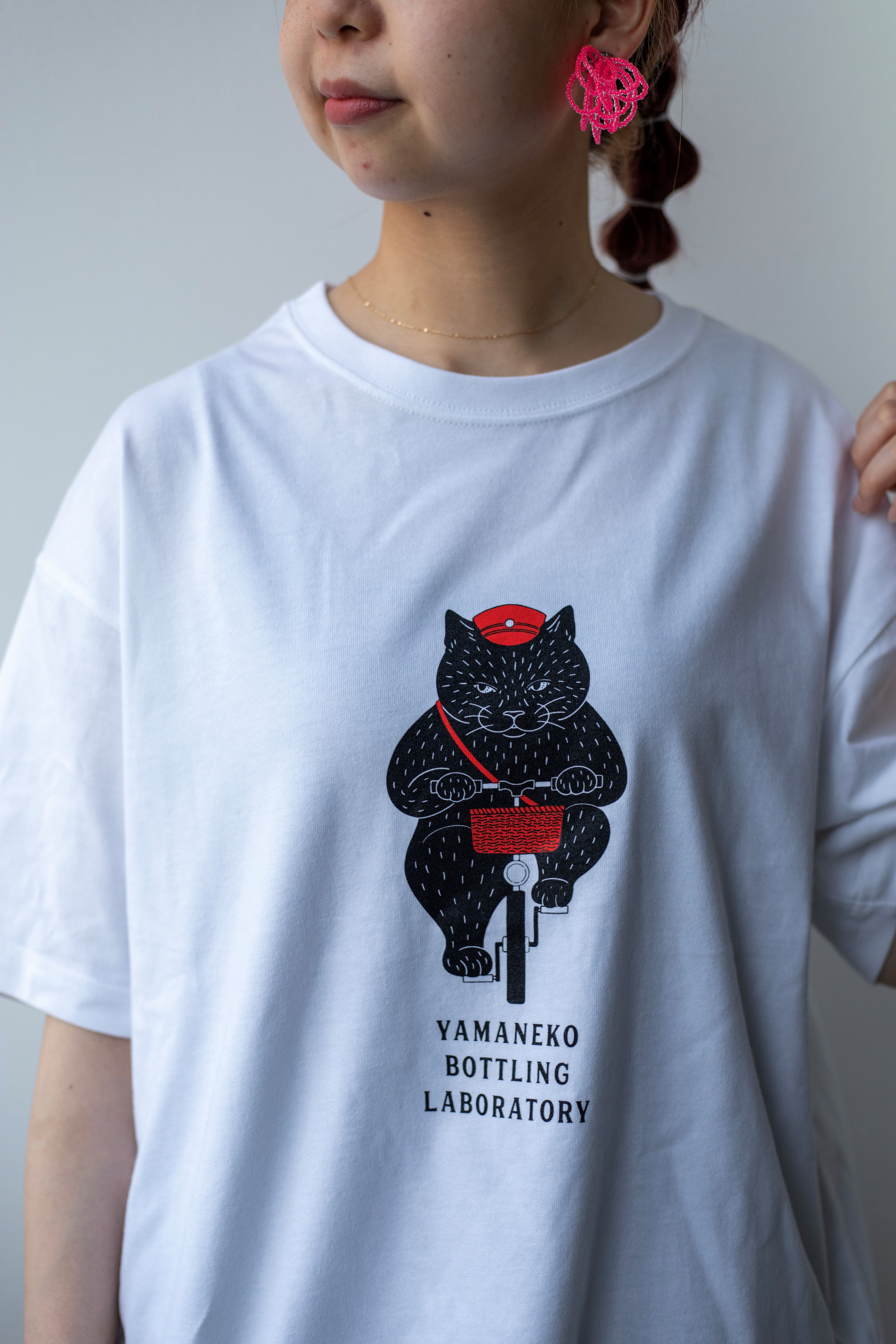 山猫オリジナルTシャツ/自転車猫【ホワイト】 | 山猫瓶詰研究所