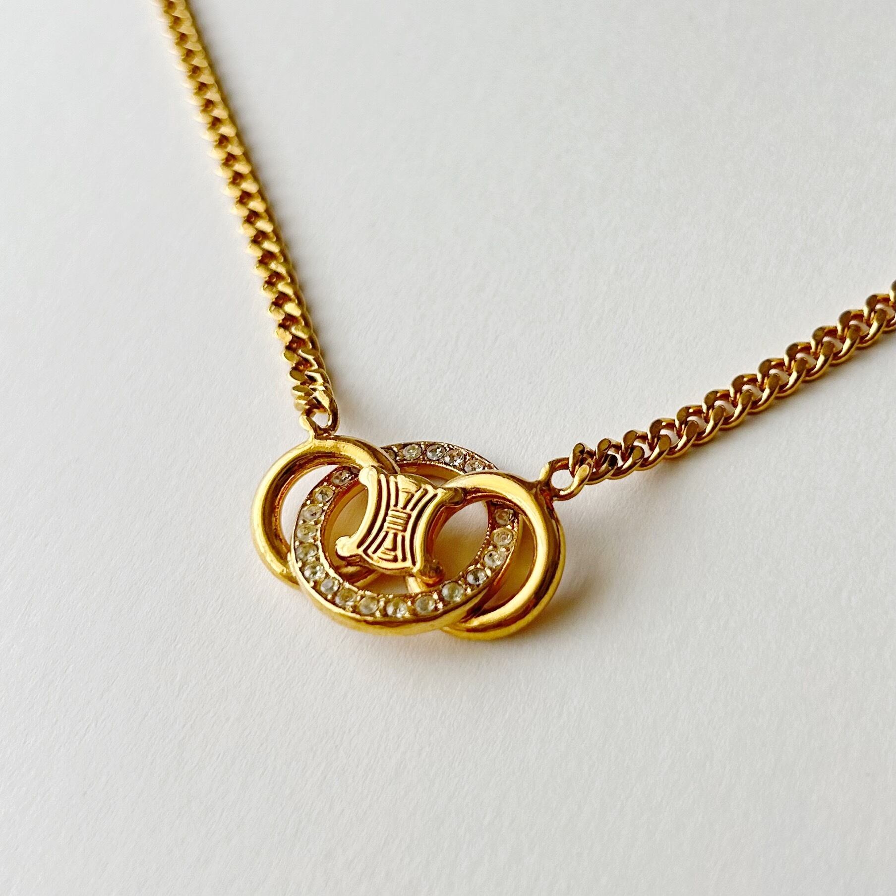 CN7108】CELINE macadam rhinestone necklace/セリーヌ/ネックレス