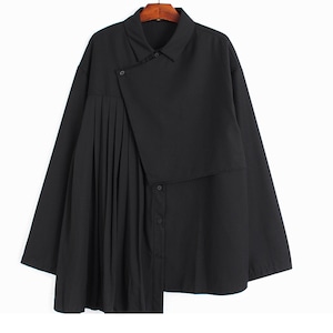 アシンメトリープリーツルーズシャツ A00087