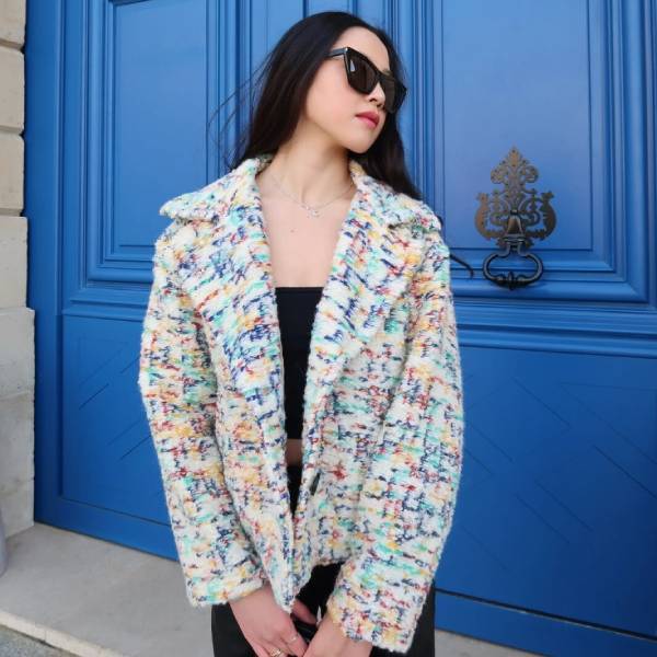 多色ツイード ウールショートコート 6色展開 レディースアウター