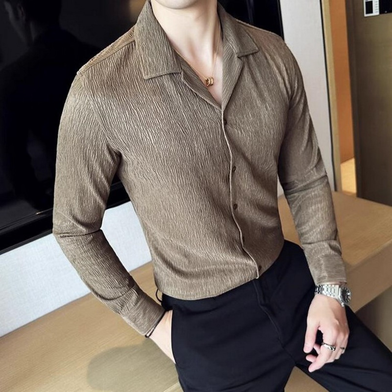 pleated design shirt tops 00169