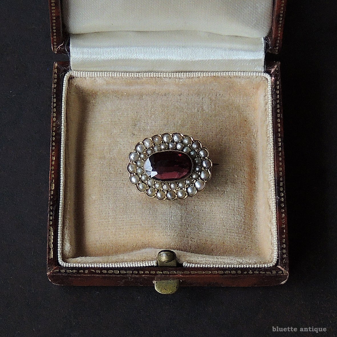 英国アンティークジュエリー 9ctゴールド 天然ロードライトガーネット