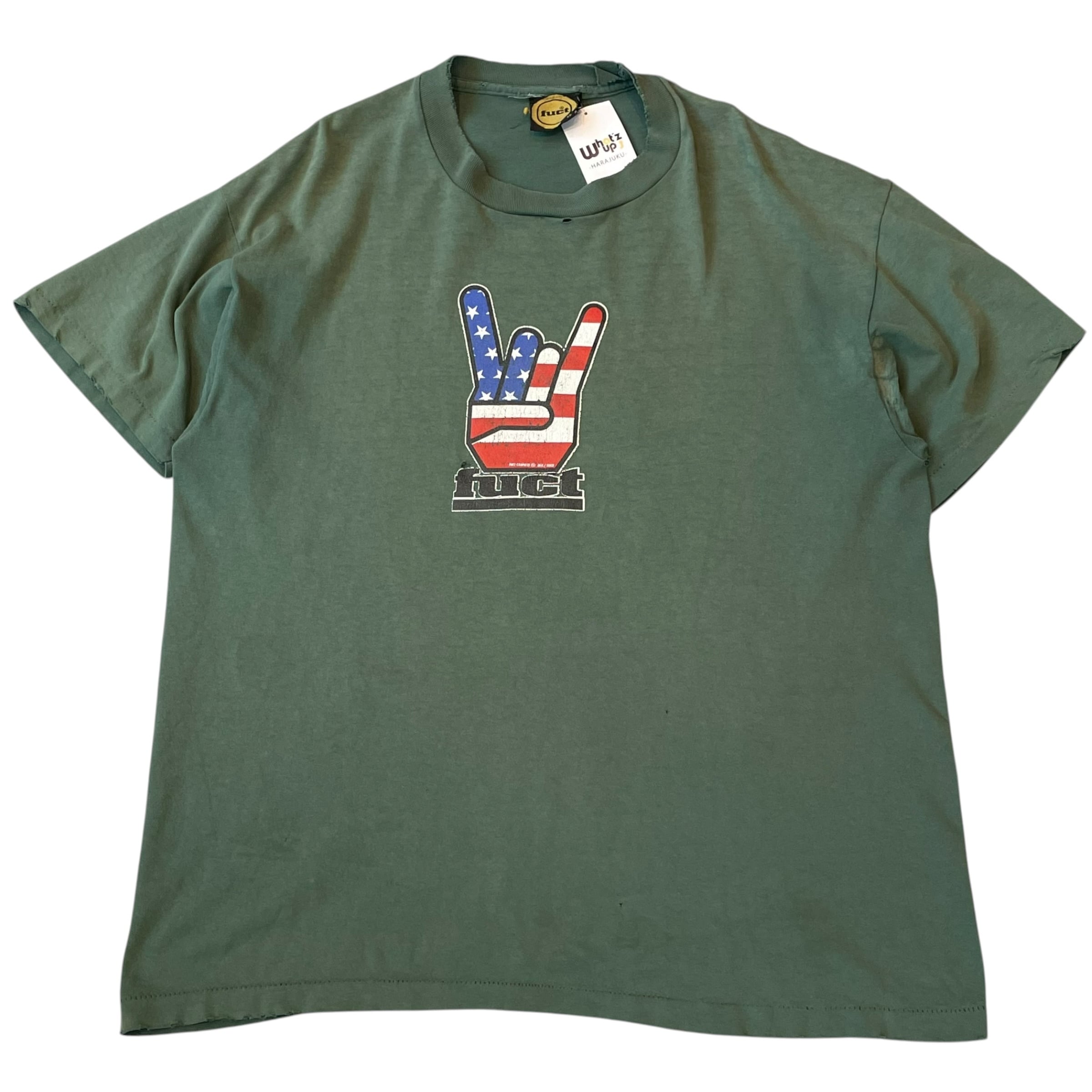 FUCT 90s HORNED HAND TEE 星条旗 Tシャツ L 白 1990s FUCT 