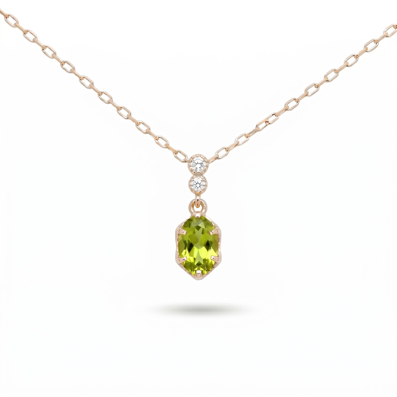 K10YG　ペリドット×ダイヤモンド0.01ct  ネックレス　【0208260】