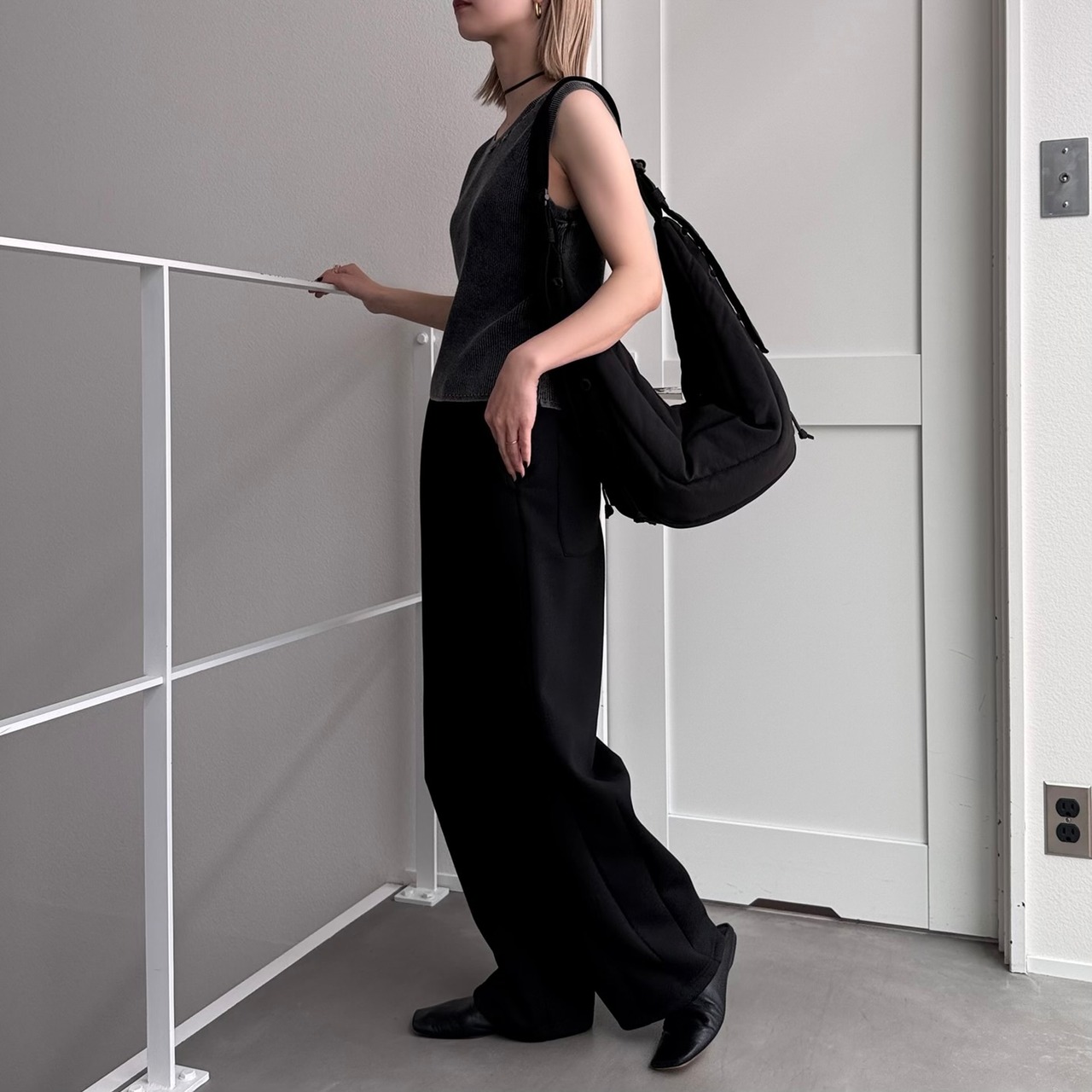 ヴィンテージライクリブtank/チャコール