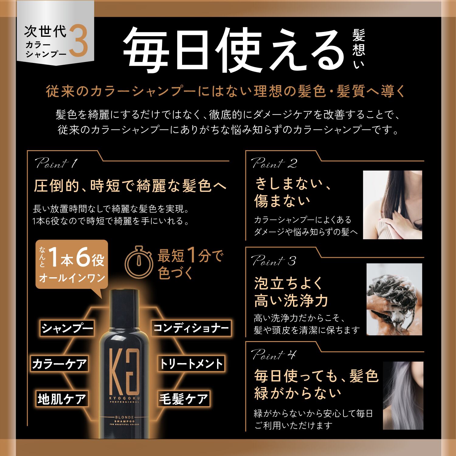 KYOGOKU ブロンドカラーシャンプー ブラウンシャンプー ミルクティー