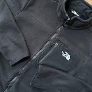 【THE NORTH FACE】フリースジャケット デナリジャケット 中間着 ワンポイントロゴ ジップアップ フルジップ 胸ポケ ナイロン 切替 M ノースフェイス US古着