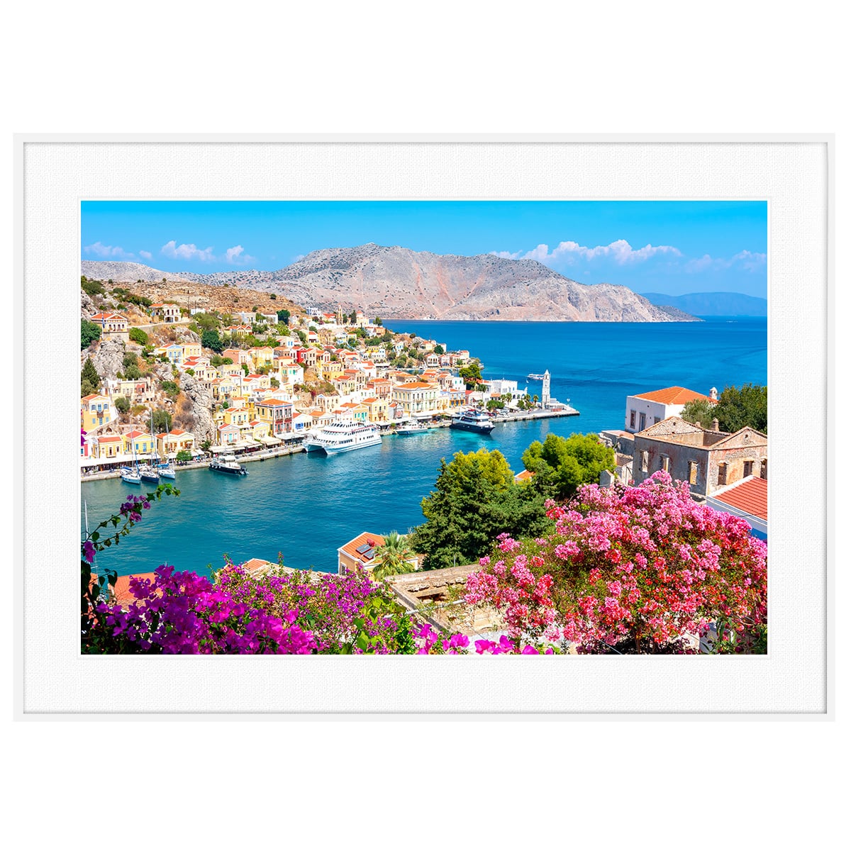 ギリシャ 風景写真 ドデカネス諸島 シミ町 インテリアアートポスター額装 AS4717