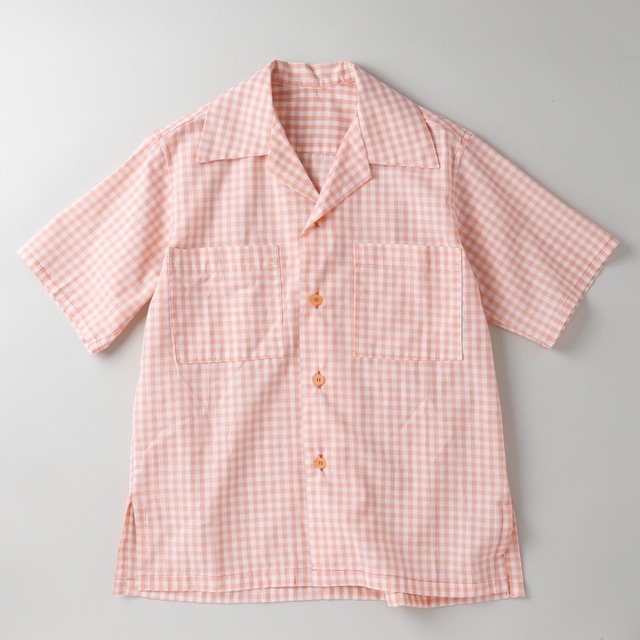 【未使用】60s special Vintage cotton shirt open collar shirt  made in USA  S/S  dead stock ／ 60年代 スペシャル ヴィンテージ コットン オープンカラー シャツ ビッグサイズ 実寸サイズL サマーシャツ アメリカ製 デッドストック オレンジ