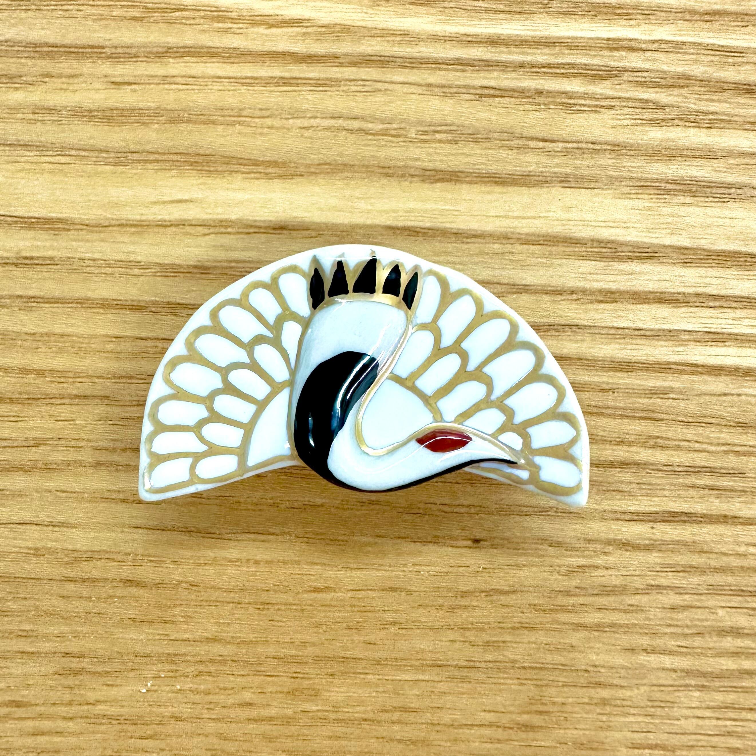 鶴（帯留・ブローチ） | 黒猫胡椒堂