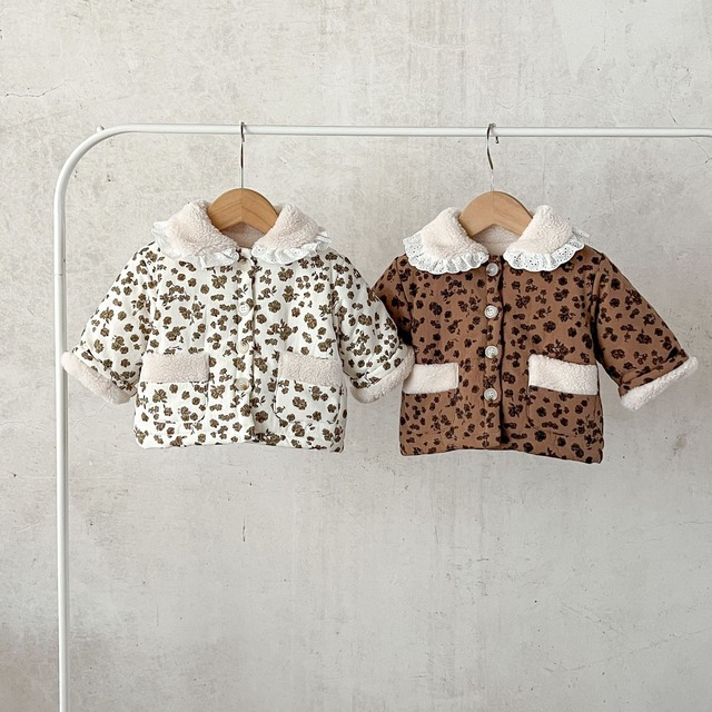【BABY&KID】ヒョウ柄裏起毛暖かいアウター