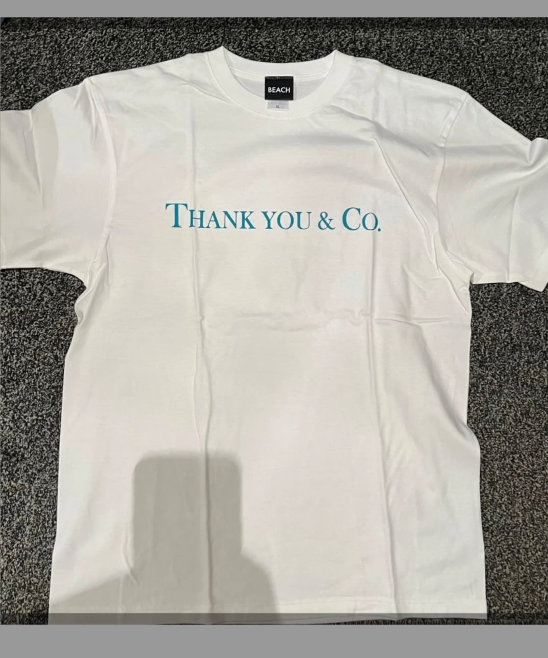 Tシャツ Thank you ホワイト×ティファニーブルー ユニセックス | k- style