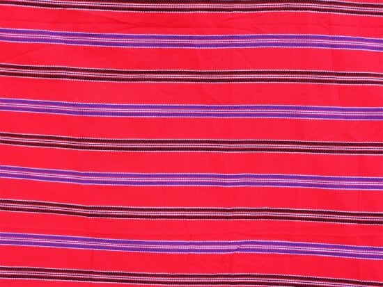 マサイシュカ】 赤×青 ボーダー 東アフリカ・マサイ族伝統布 A004